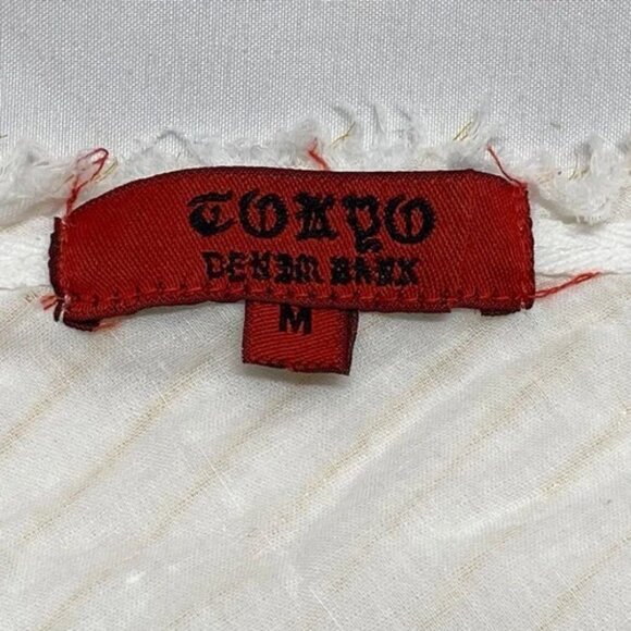 Tokyo Denim Bank Midi Skirt Women's Medium Beige Gold Lined Layered Boho Western - Picture 10 of 10